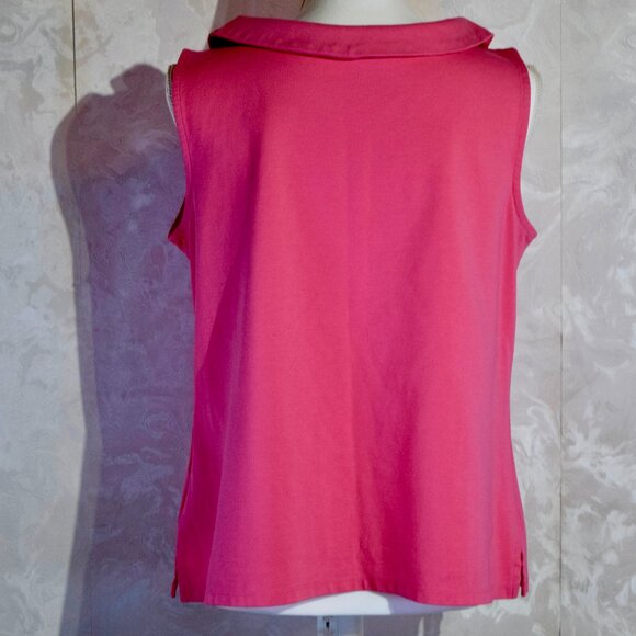 Talbots Hot Pink Sleeveless Cowl Neck Blouse Top Knit Stretch Women's L - Picture 2 of 5